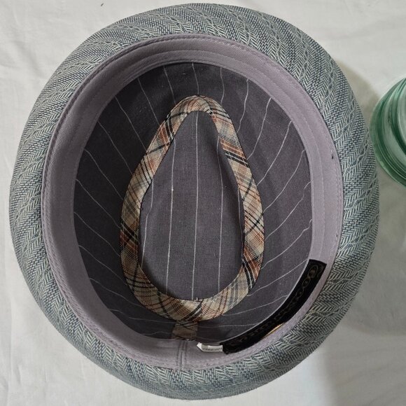 Goorin Bros.  Blue Gray Striped Geo Fedora 100-2357 - Sz M* - Picture 6 of 7